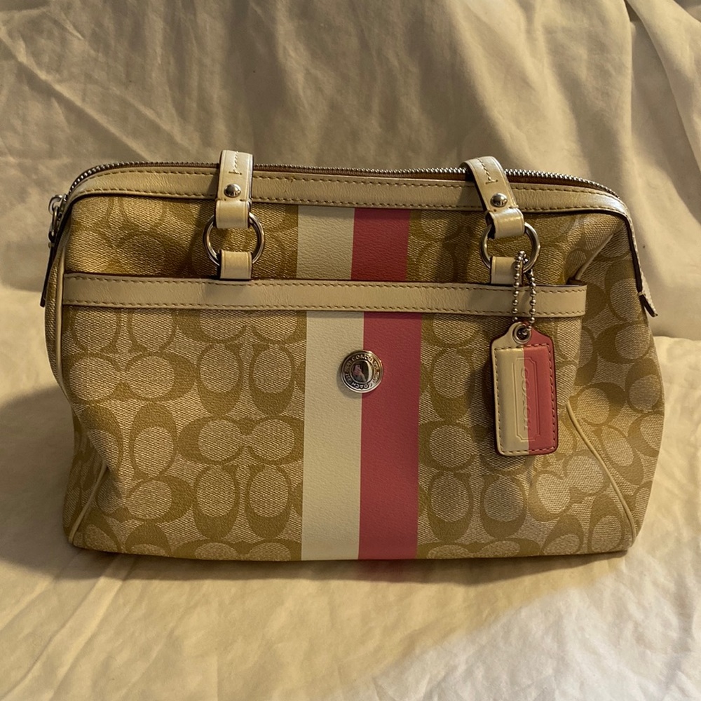 Coach Chelsea Heritage Pink Stripe Satchel